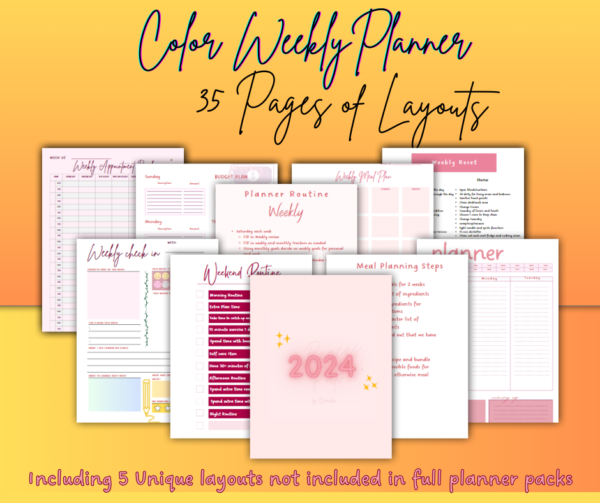 Pink & Wine Bliss: 35-Page Printable Weekly Planner