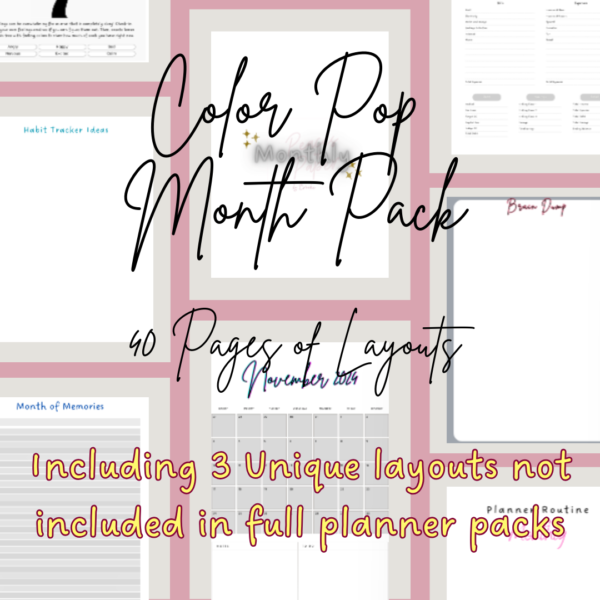 Monochrome Magic: The A5 40-Page Printable Month Planner with Bold Pops of Color