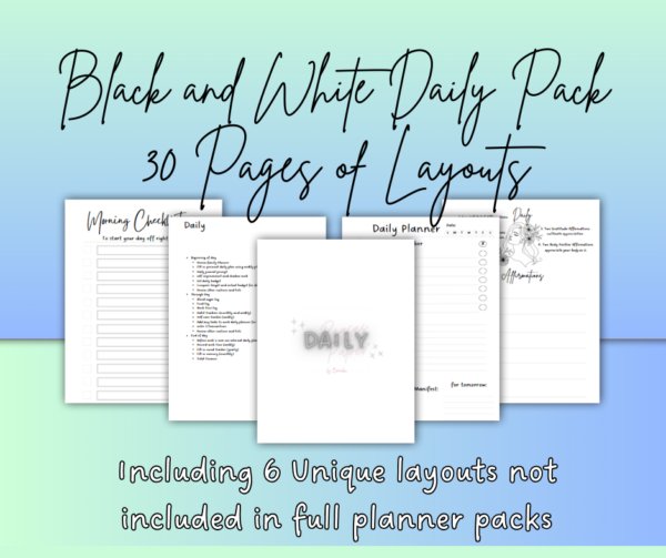 Simplify Your Day: The 30-Page Black & White Daily Printable Planning Pack