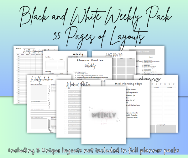 Simplify Your Week: The 35-Page Black & White Weekly Printable Planning Pack