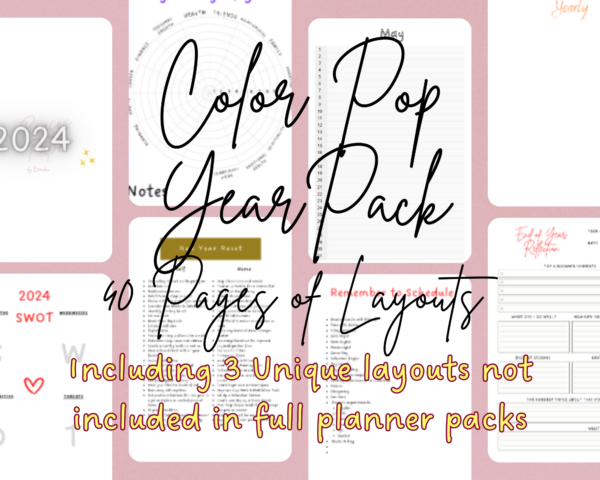 Monochrome Magic: The A5 40-Page Printable Year Planner with Bold Pops of Color